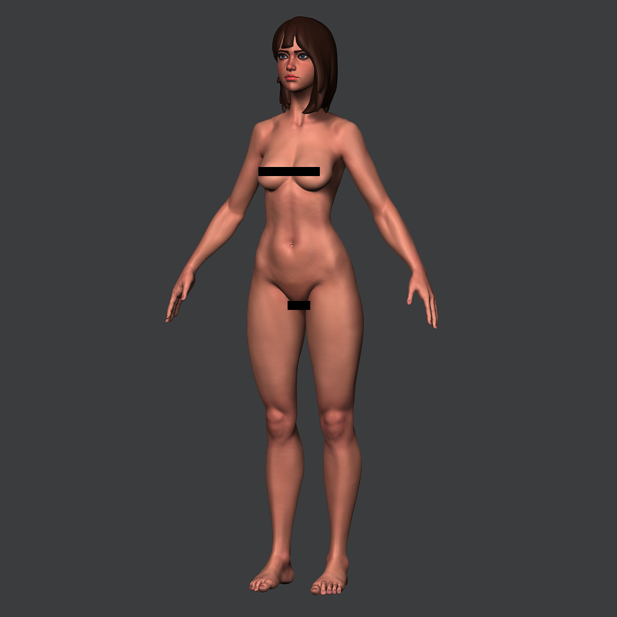 Girl base mesh 3D model_4