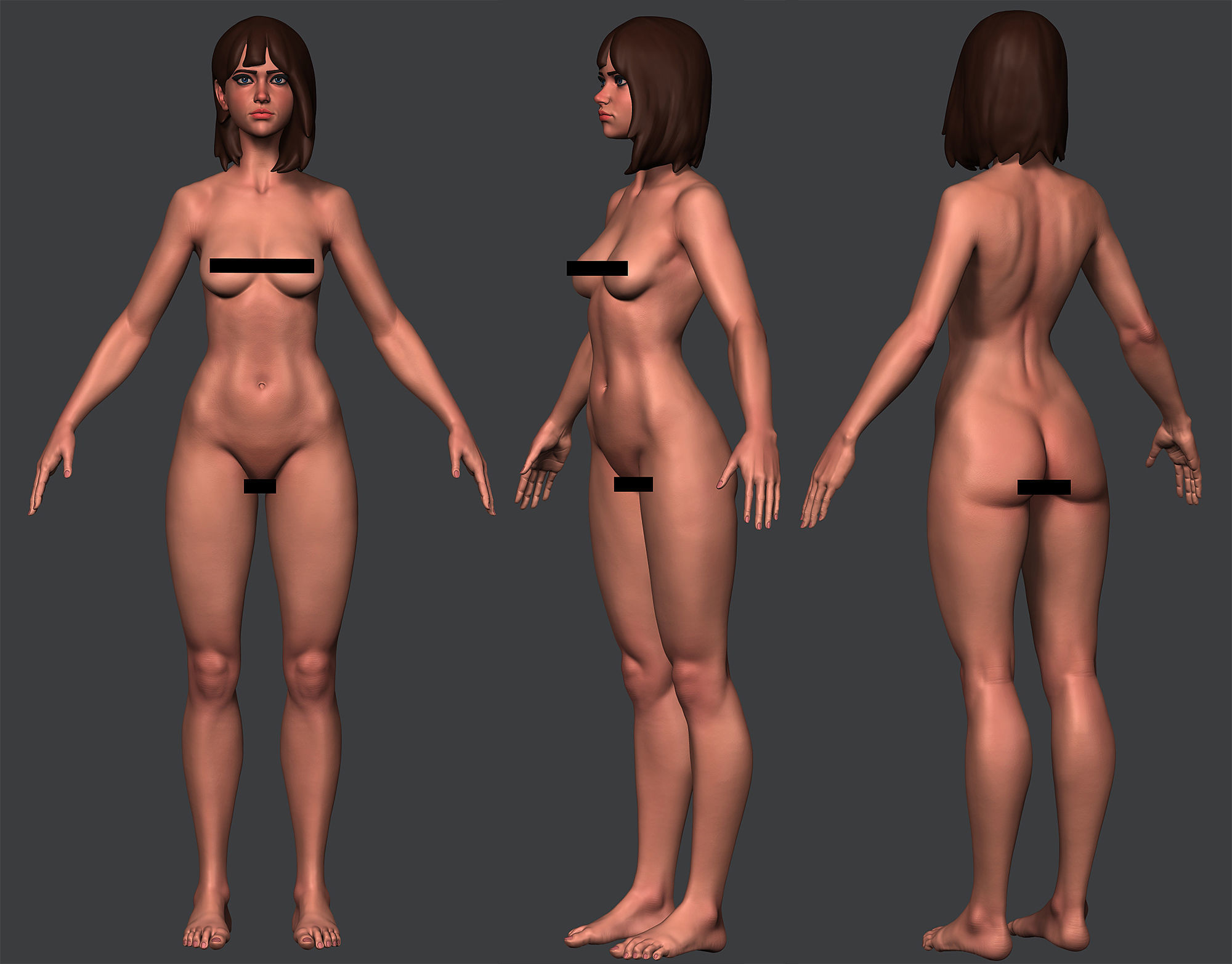 Girl base mesh 3D model_2