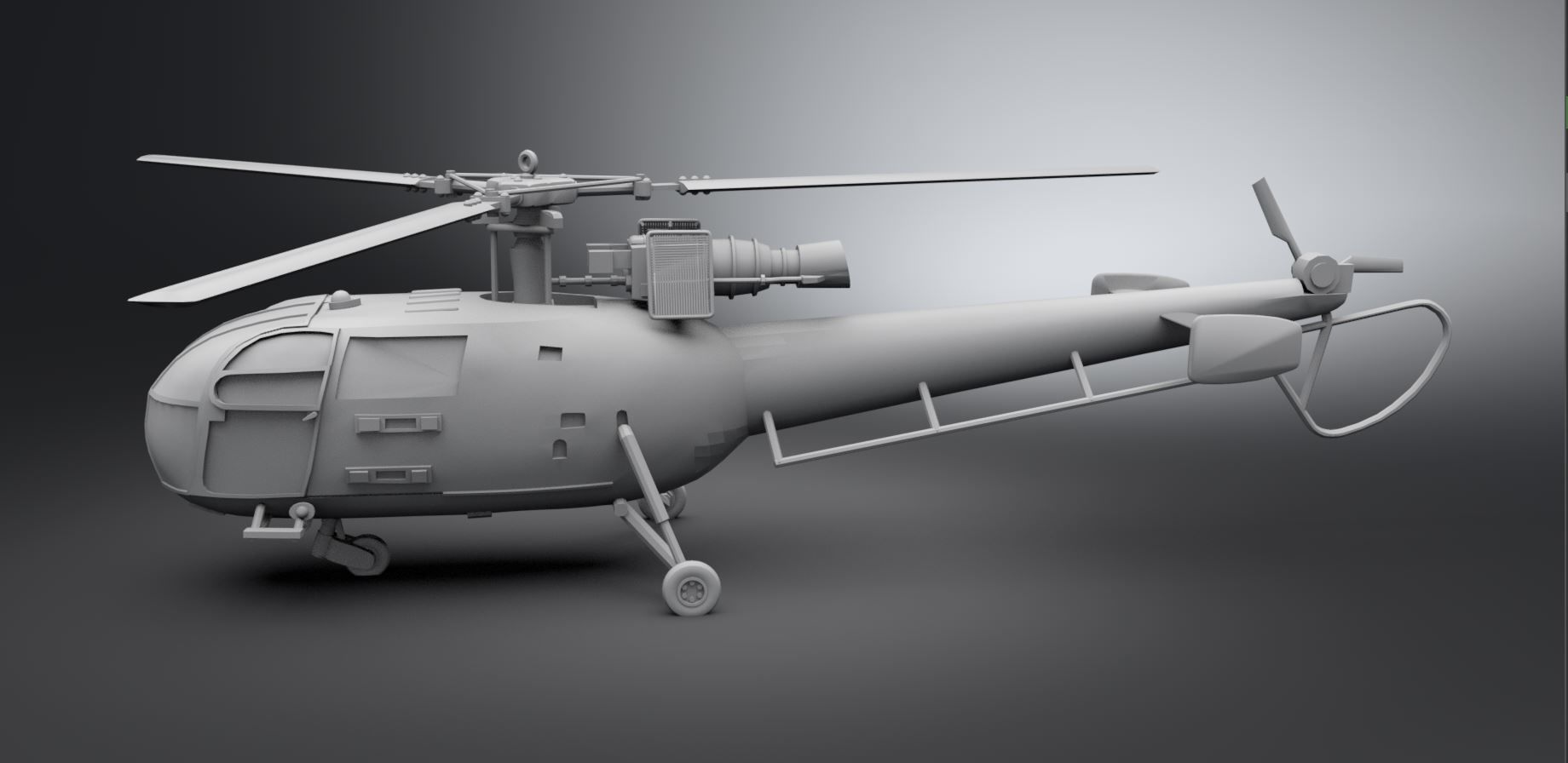 Aerospatiale Alouette III Scale Model 3D print model_1