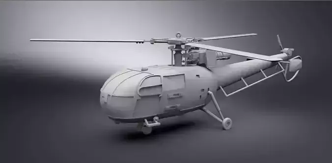 Aerospatiale Alouette III Scale Model 3D print model