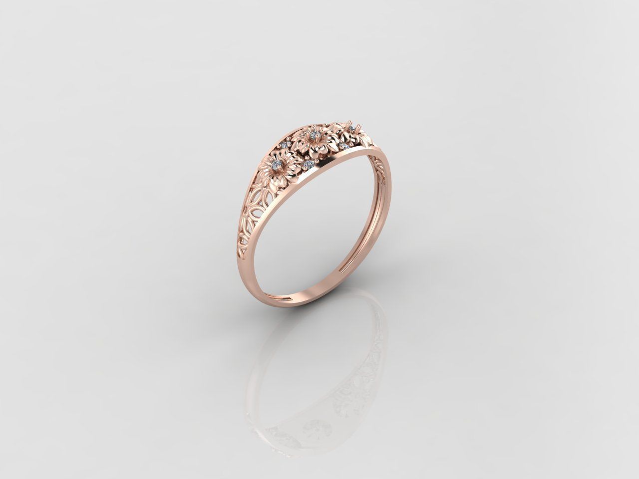 Women Ring Fancy Rings With Stone STL 3DM Render Printable 3D print model_1