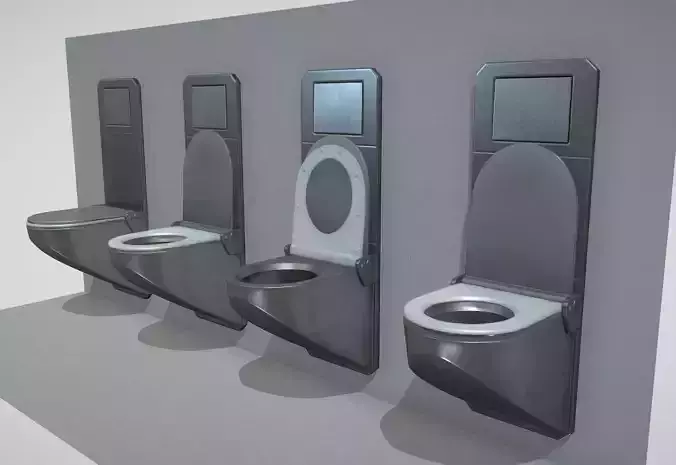 Stainless Steel WC Low-Poly Version Low-poly 3D model