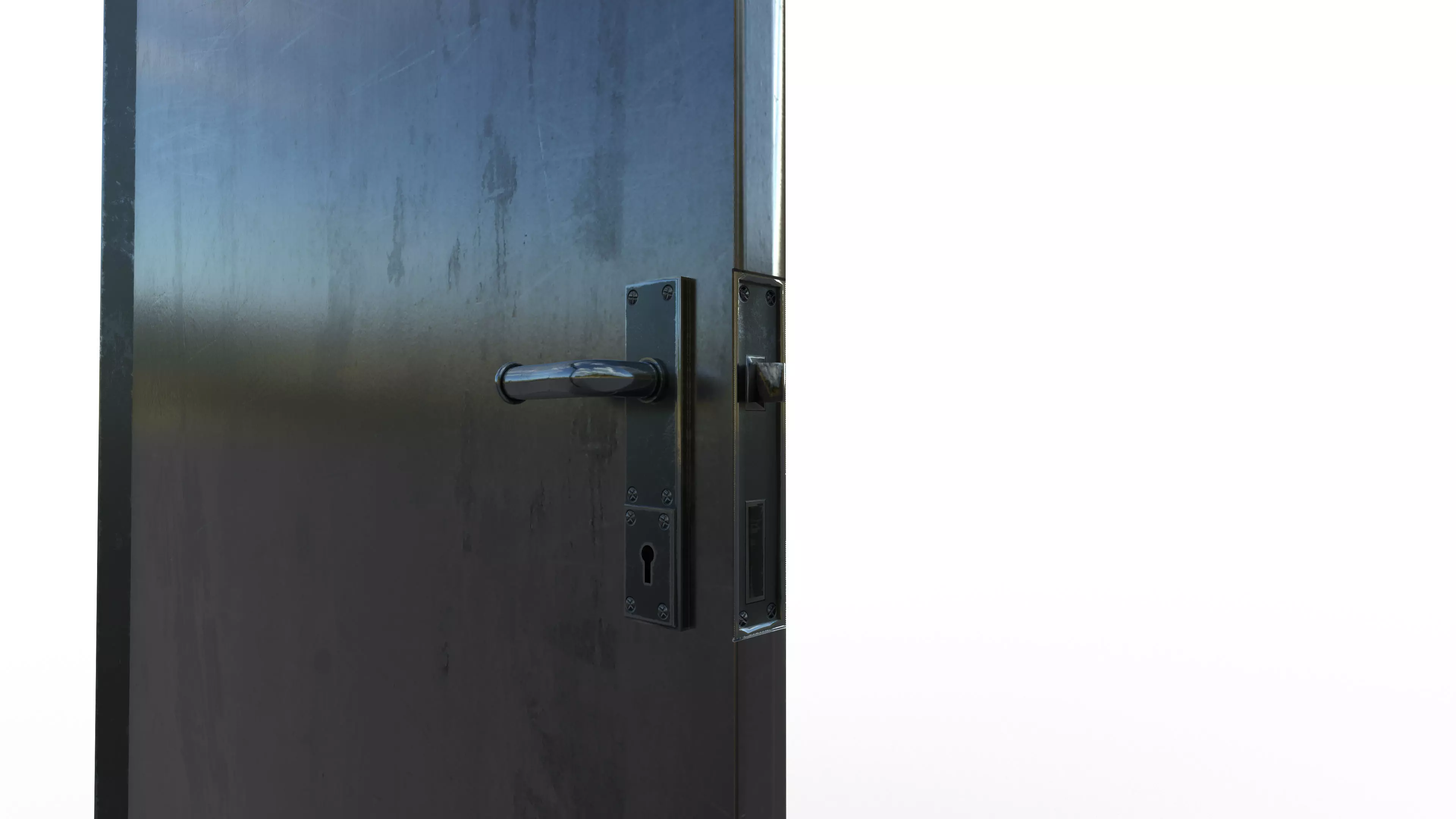 Realistic Door with Realistic Hinges and Lock Low-poly 3D model_0