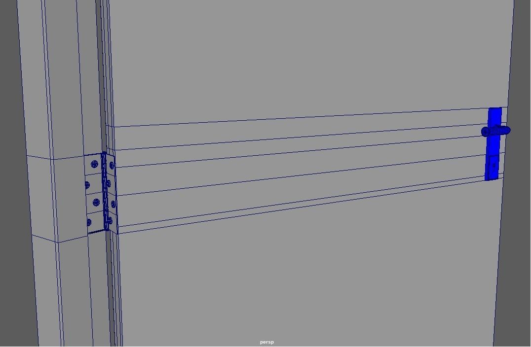 Realistic Door with Realistic Hinges and Lock Low-poly 3D model_8