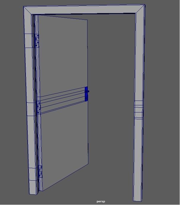 Realistic Door with Realistic Hinges and Lock Low-poly 3D model_9