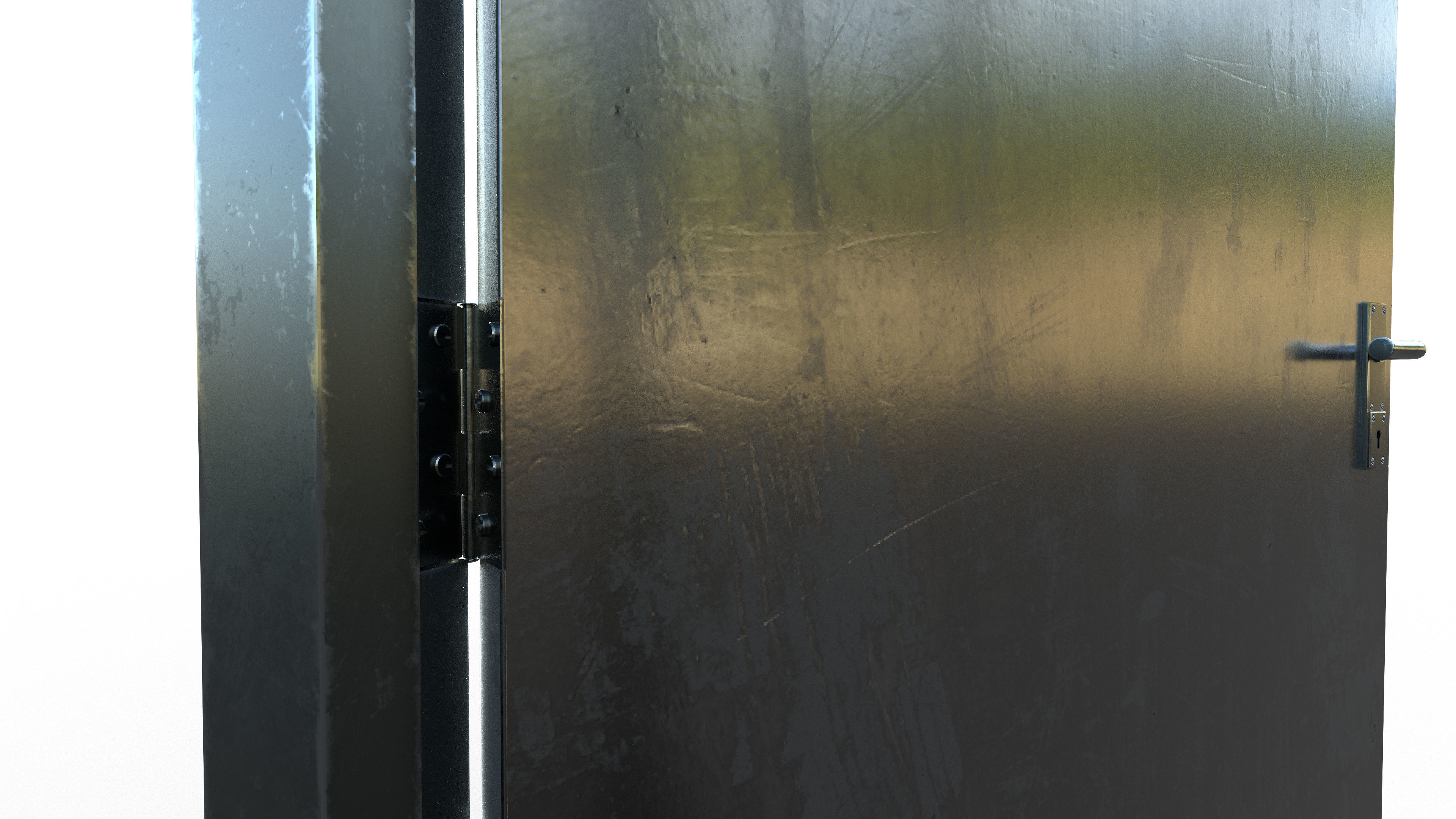 Realistic Door with Realistic Hinges and Lock Low-poly 3D model_2