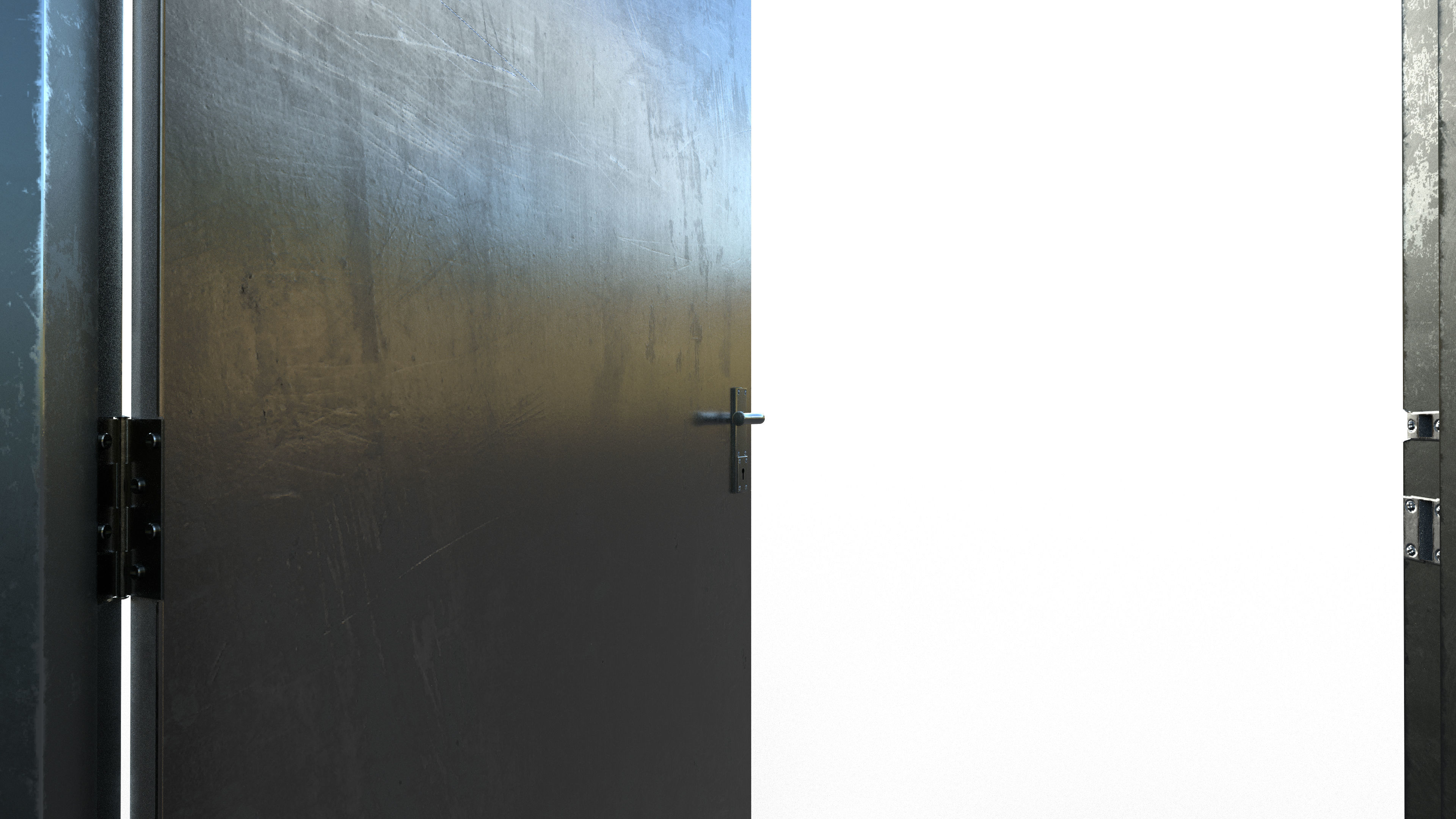 Realistic Door with Realistic Hinges and Lock Low-poly 3D model_5