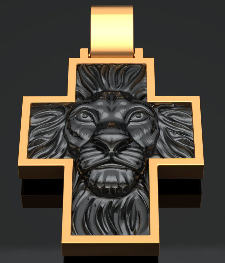 Cross with leon 3D print model_3