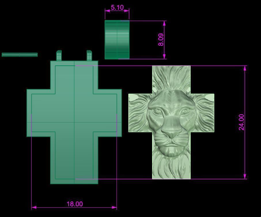 Cross with leon 3D print model_5