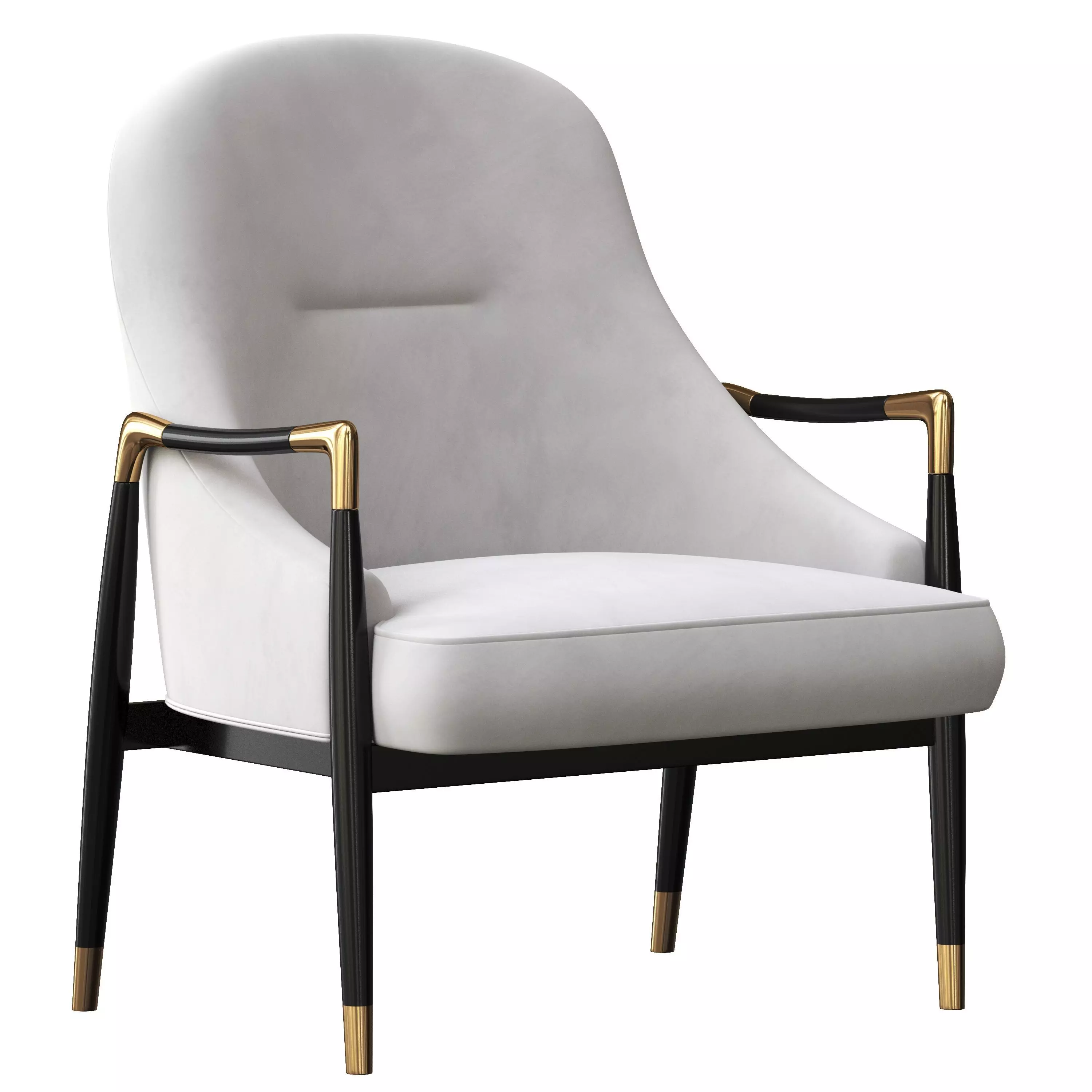 Modern Brass Accented Walnut Lounge Chairs 3D model