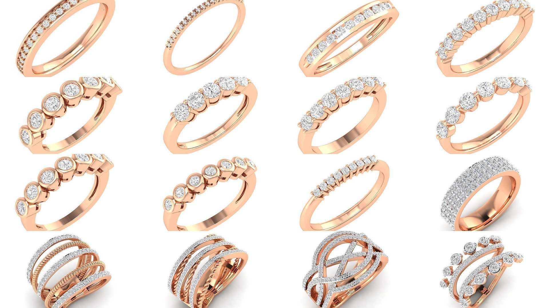 100 Bands rings  3D Model Collection_9