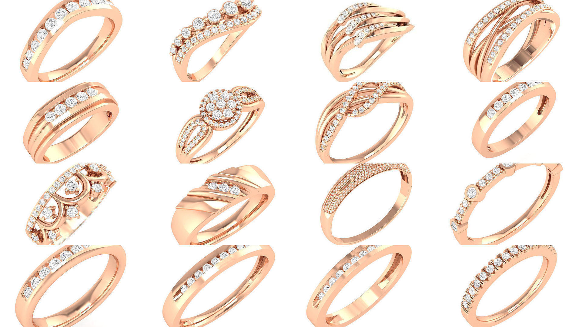 100 Bands rings  3D Model Collection_7