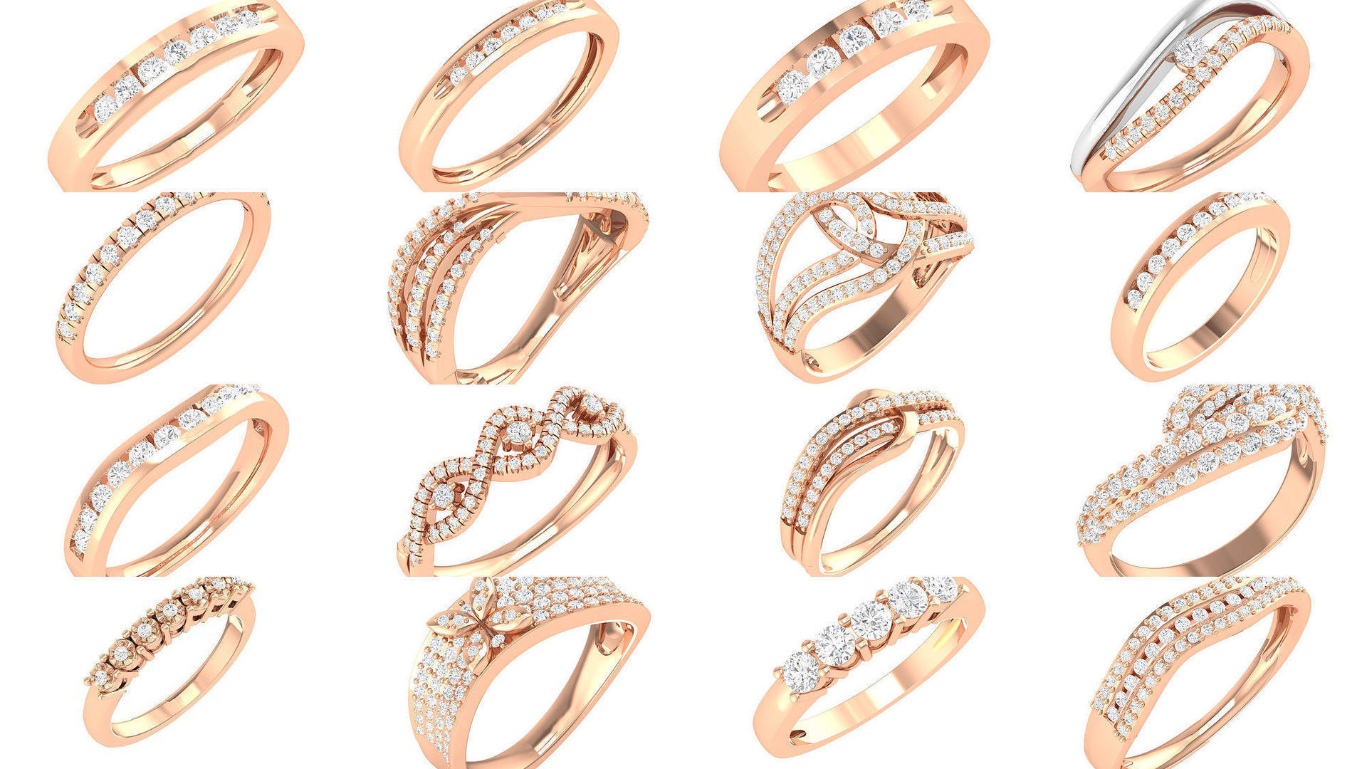 100 Bands rings  3D Model Collection_3