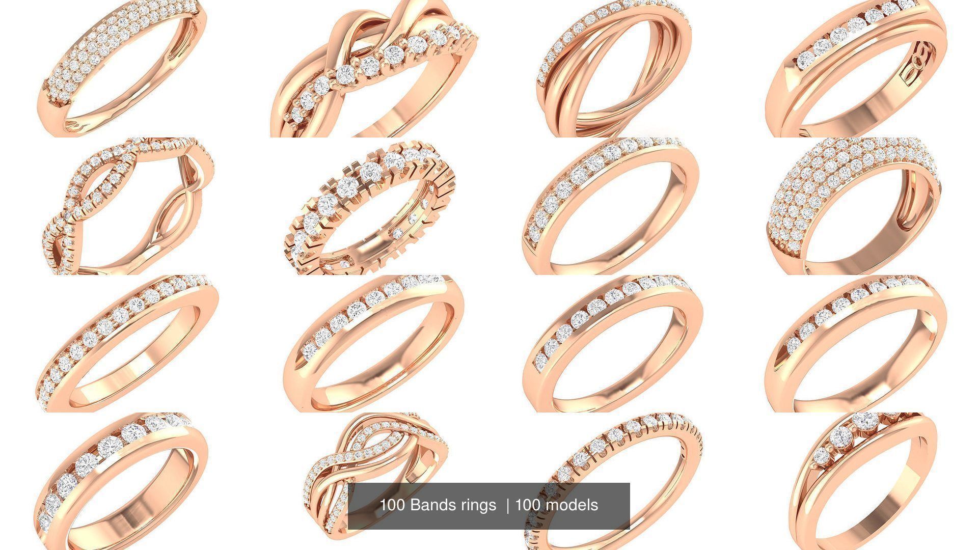 100 Bands rings  3D Model Collection_6