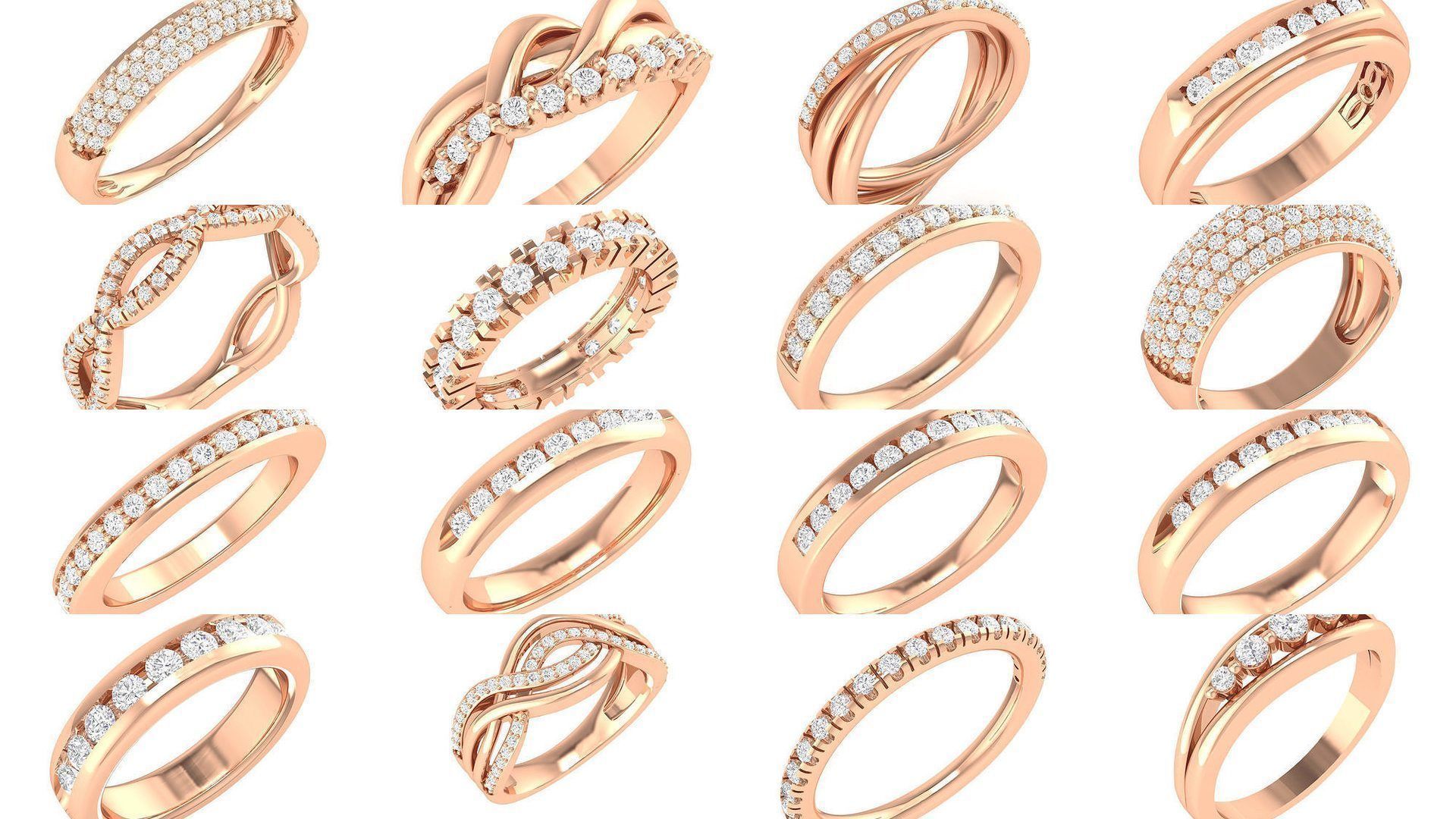 100 Bands rings  3D Model Collection_5