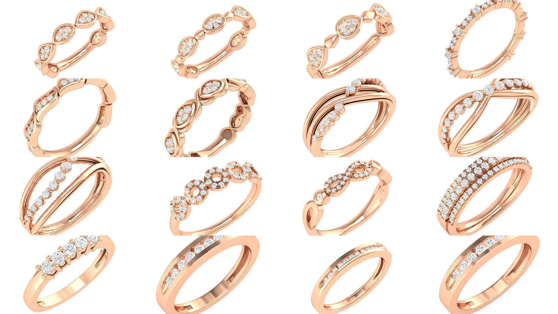 100 Bands rings  3D Model Collection_1