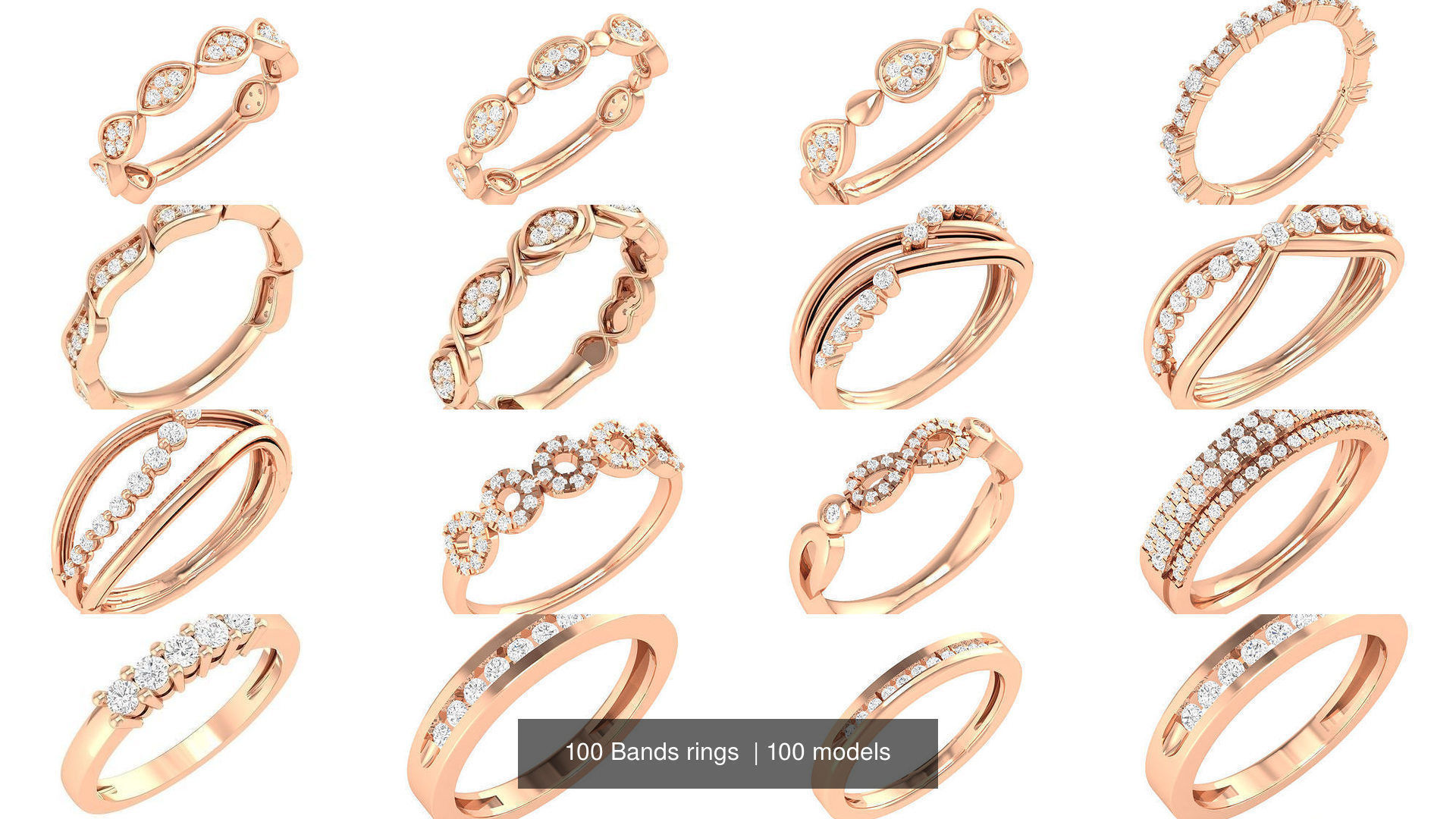 100 Bands rings  3D Model Collection_2