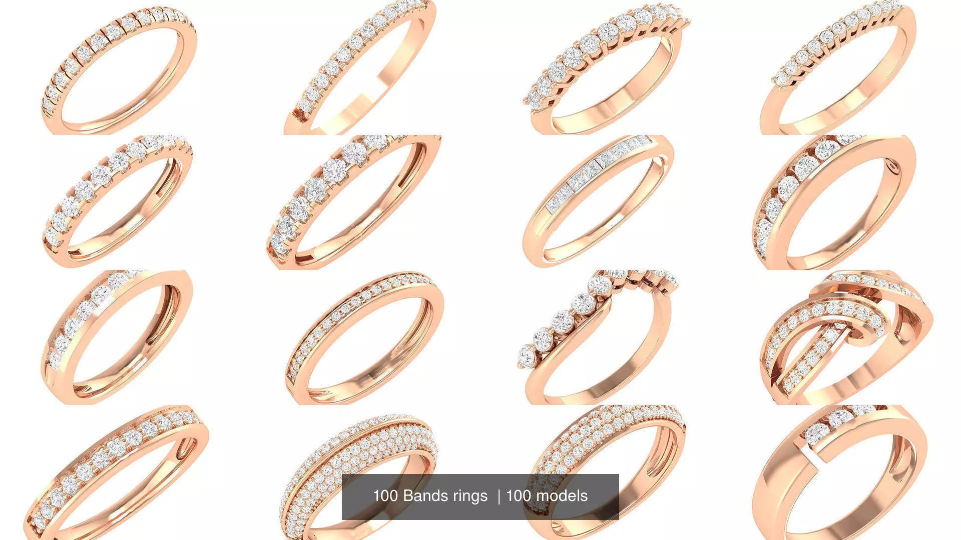 100 Bands rings  3D Model Collection_0