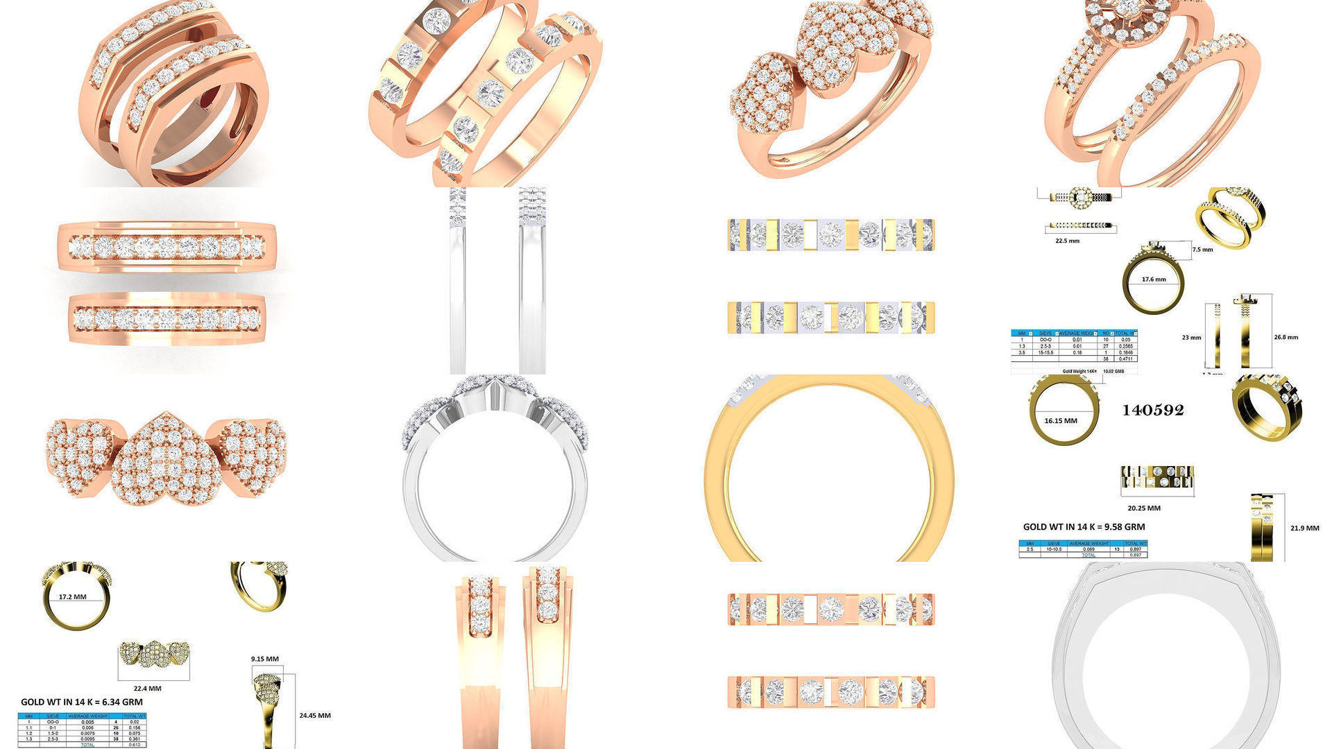 100 Bands rings  3D Model Collection_11