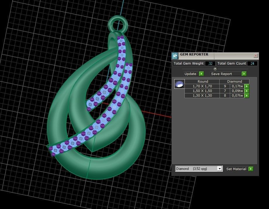 Model 340  Diamond Pendant 3D print model_12