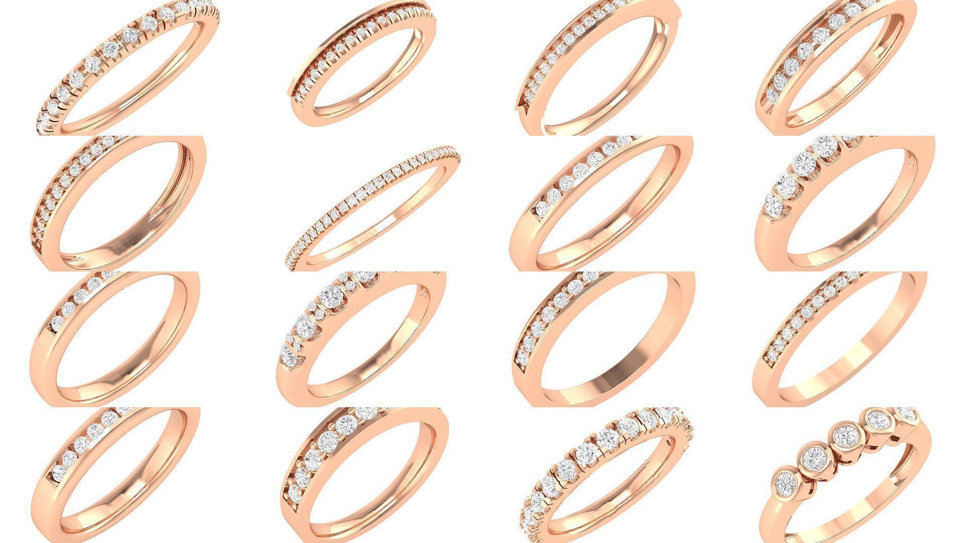 100 Bands rings  3D Model Collection_9