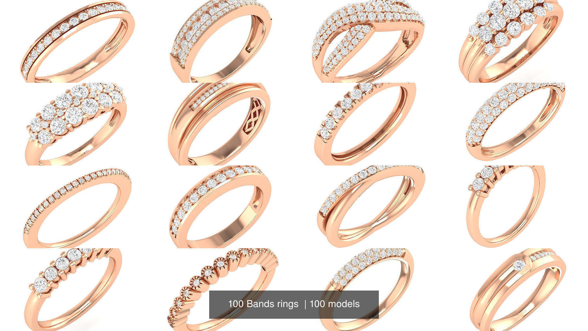 100 Bands rings  3D Model Collection_4