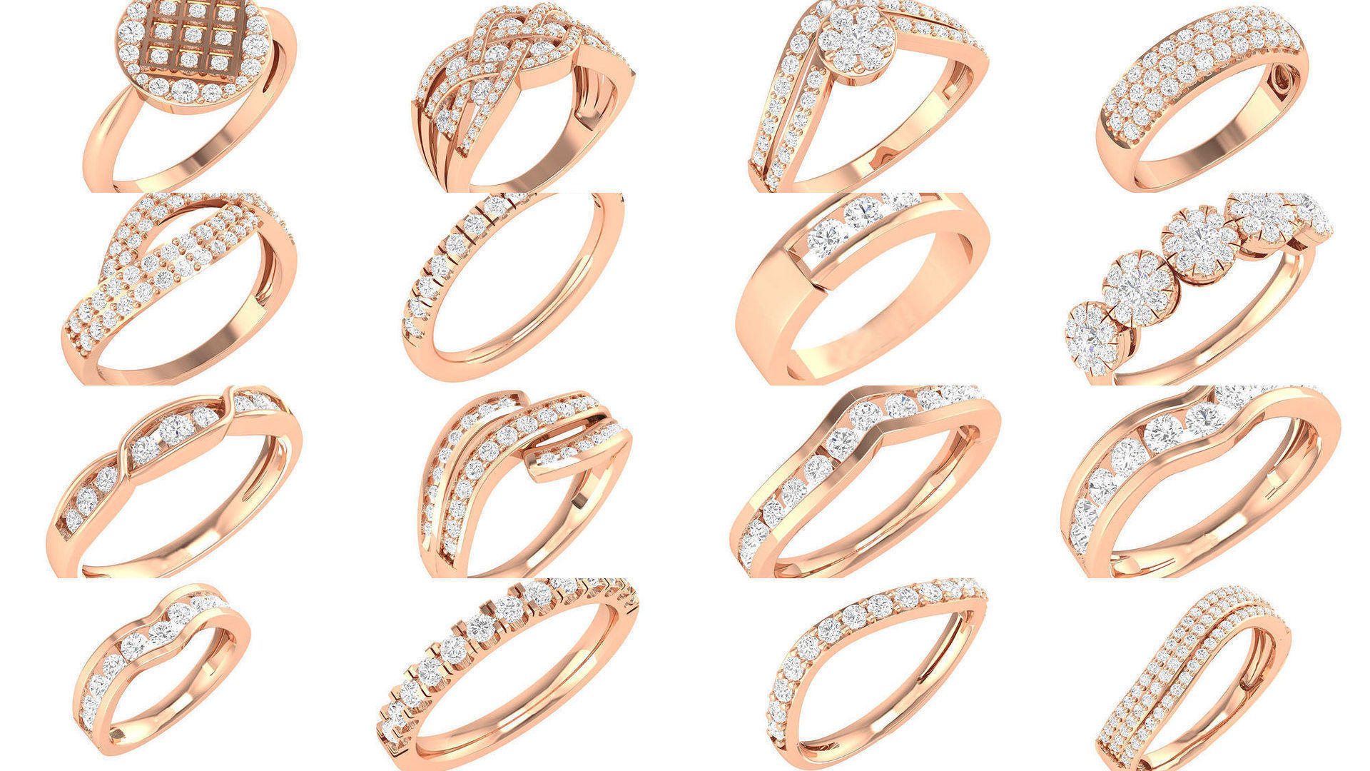 100 Bands rings  3D Model Collection_7