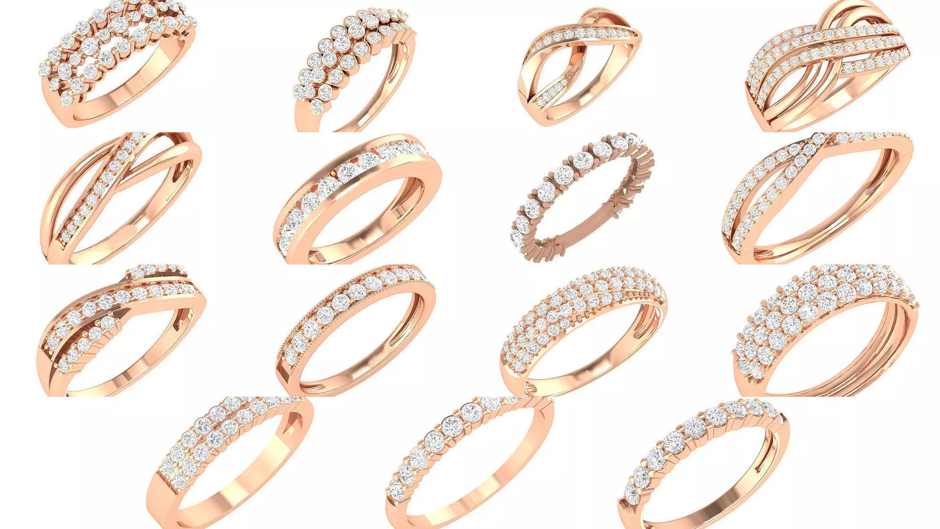 100 Bands rings  3D Model Collection_0