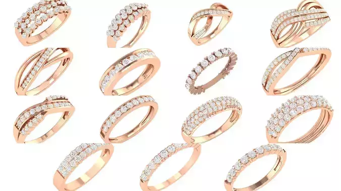 100 Bands rings  3D Model Collection