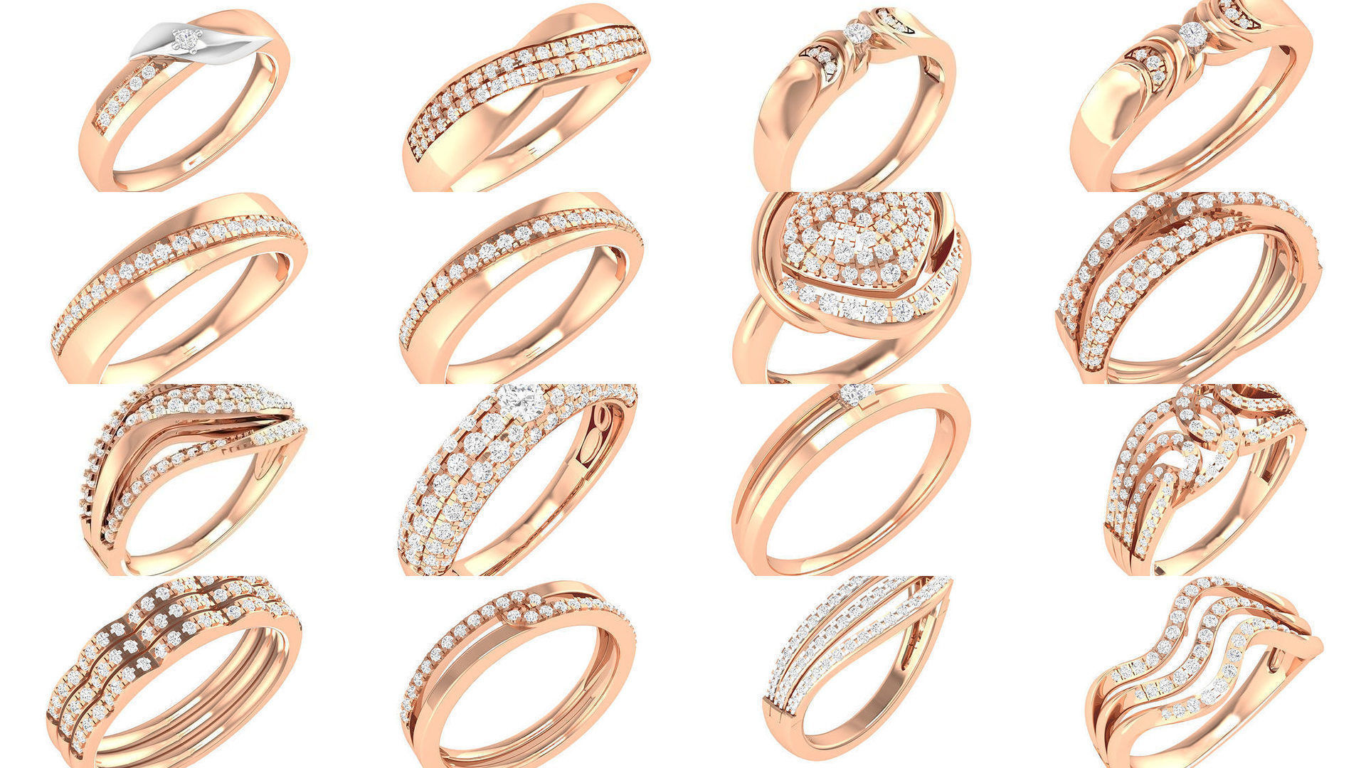 100 Bands rings  3D Model Collection_5