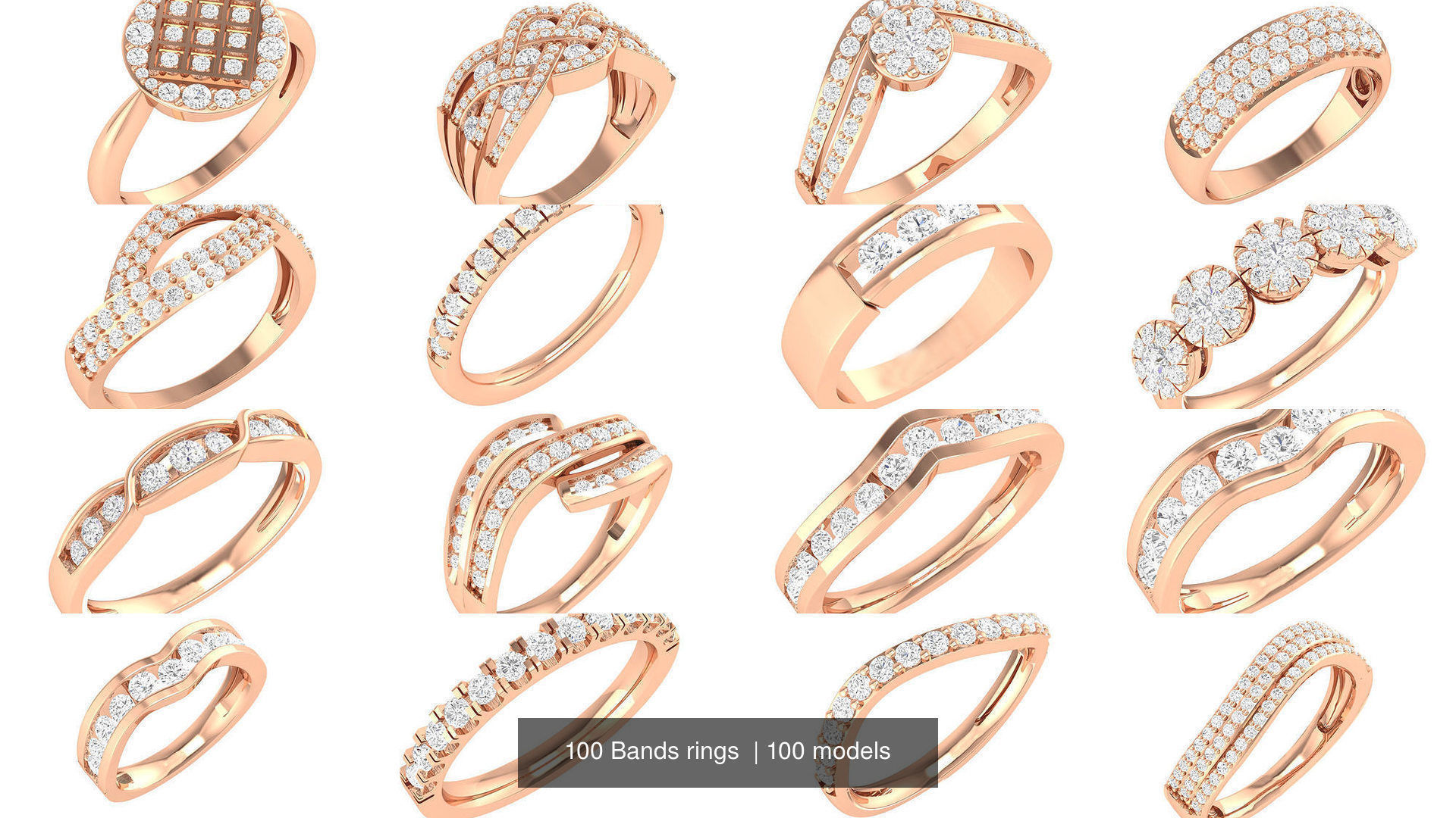 100 Bands rings  3D Model Collection_8
