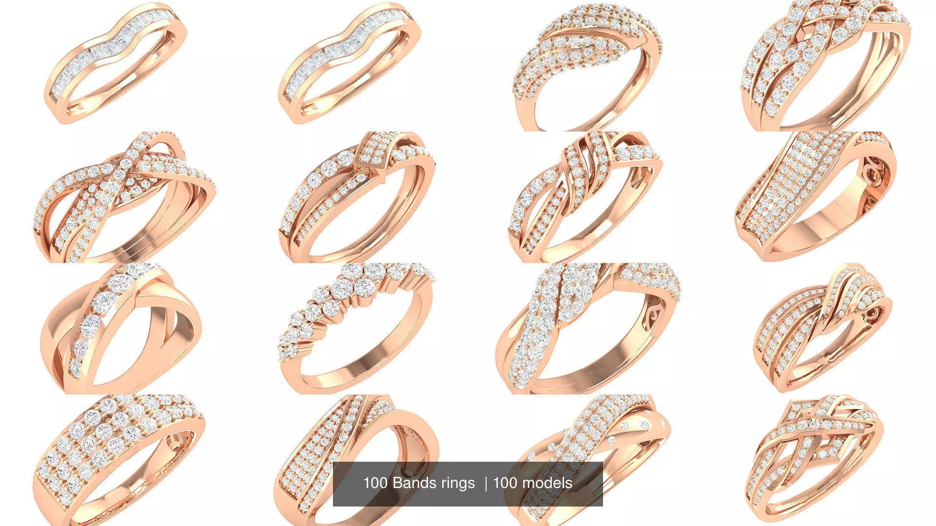 100 Bands rings  3D Model Collection_1