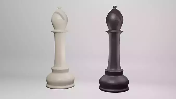 Black-White Low-poly Chess Bishop