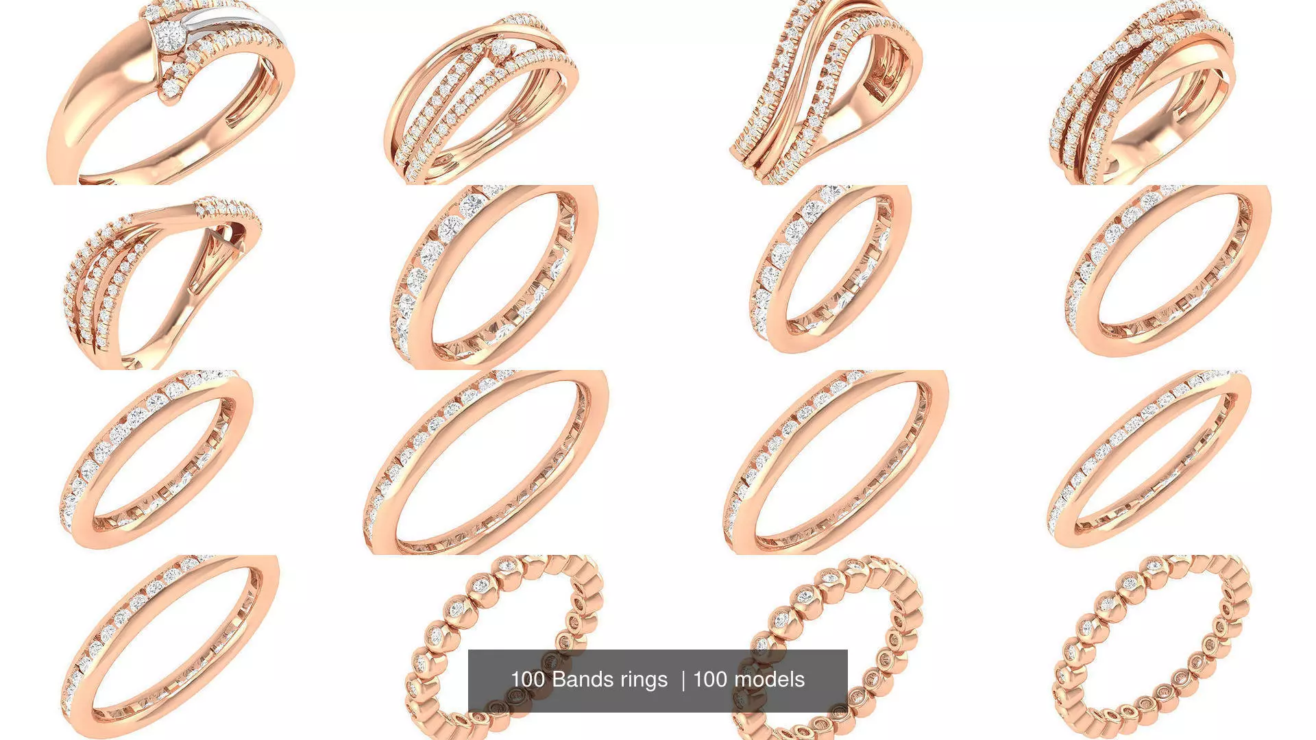 100 Bands rings  3D Model Collection_1