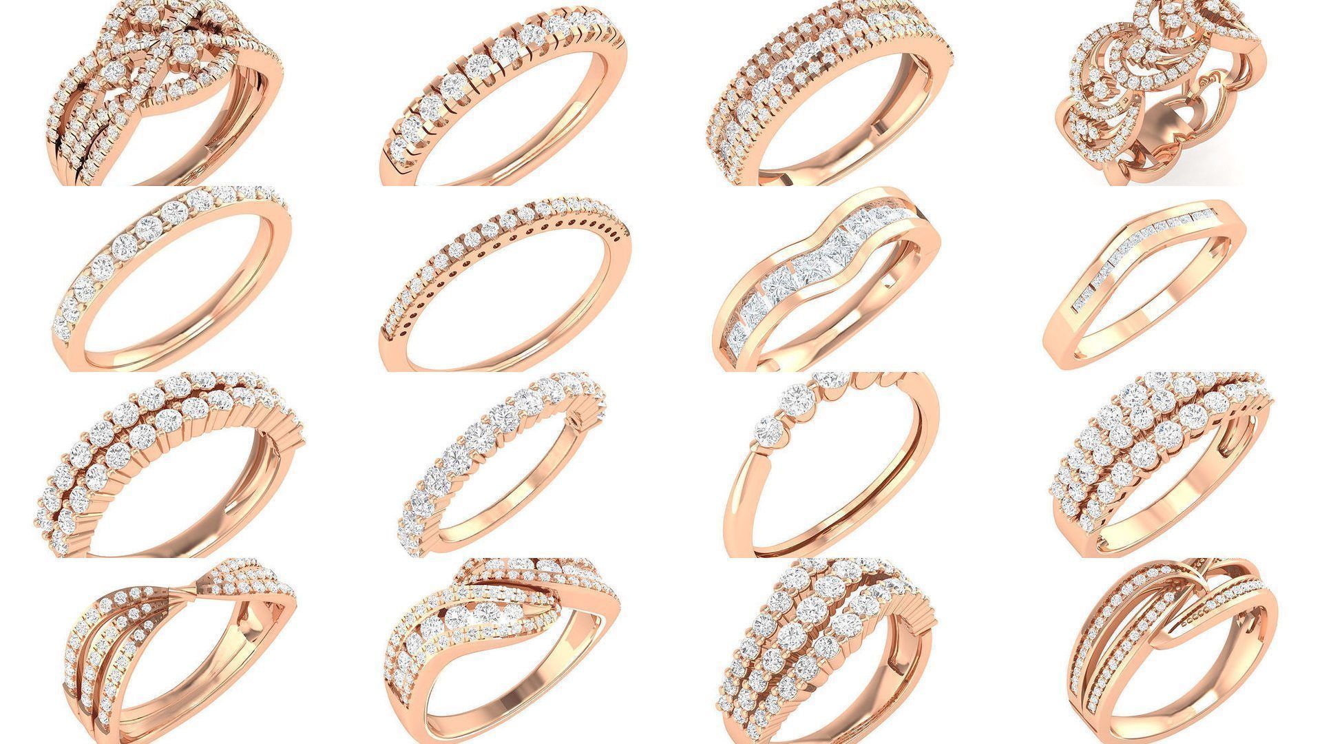 100 Bands rings  3D Model Collection_9