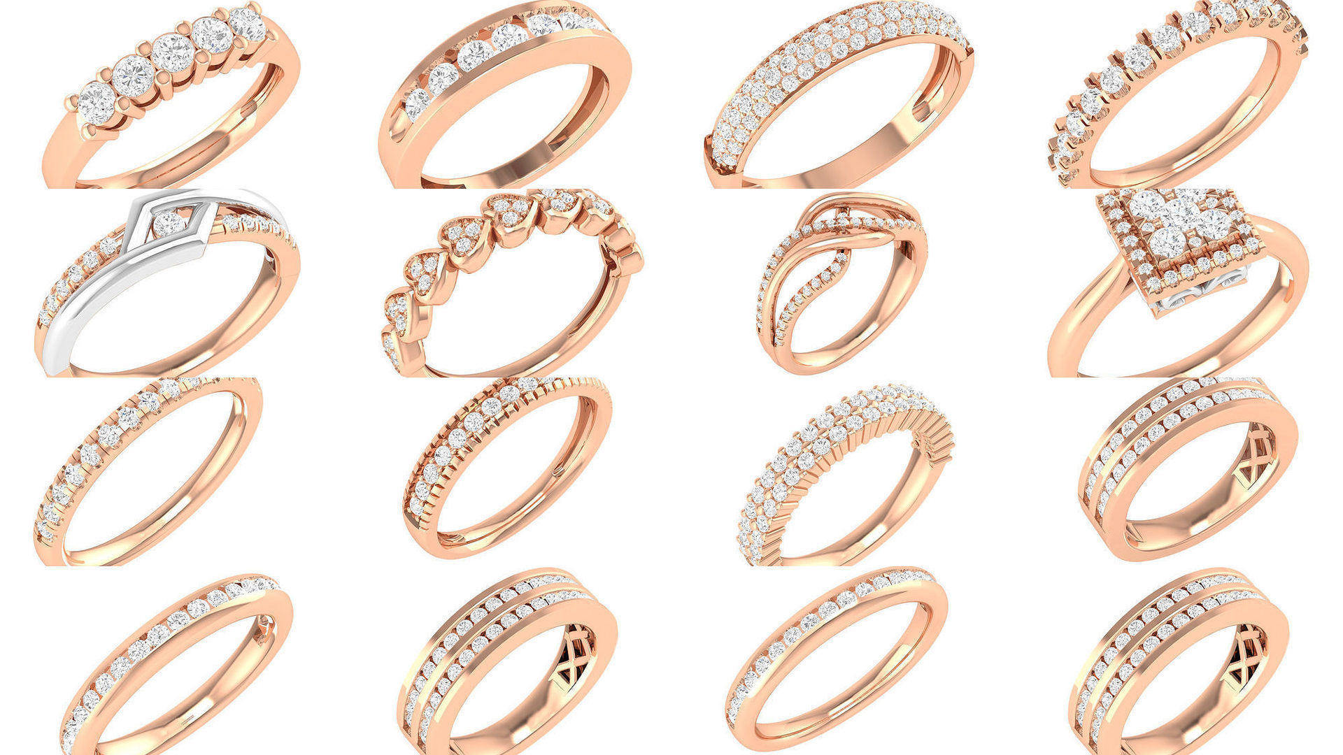 100 Bands rings  3D Model Collection_5