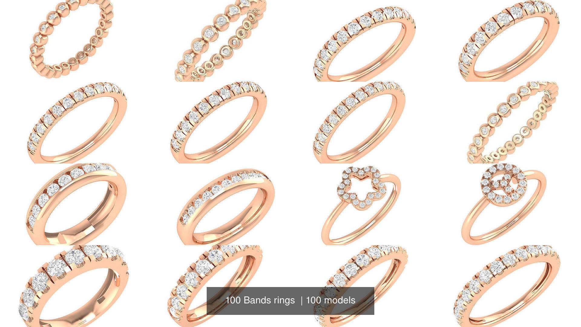 100 Bands rings  3D Model Collection_2