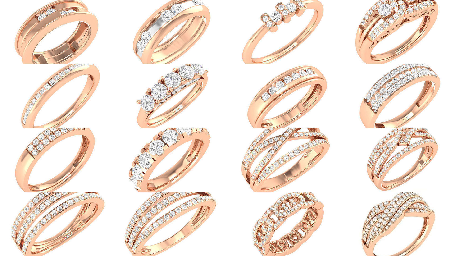 100 Bands rings  3D Model Collection_7