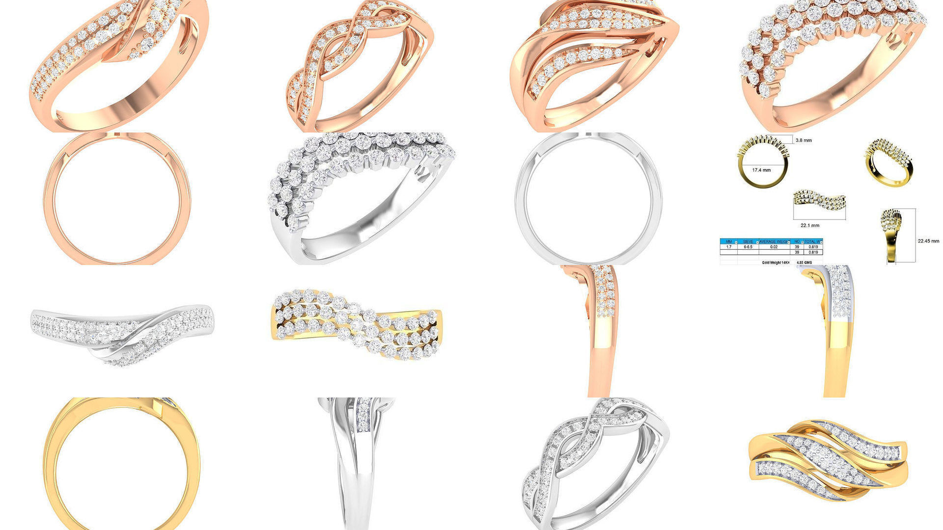 100 Bands rings  3D Model Collection_11