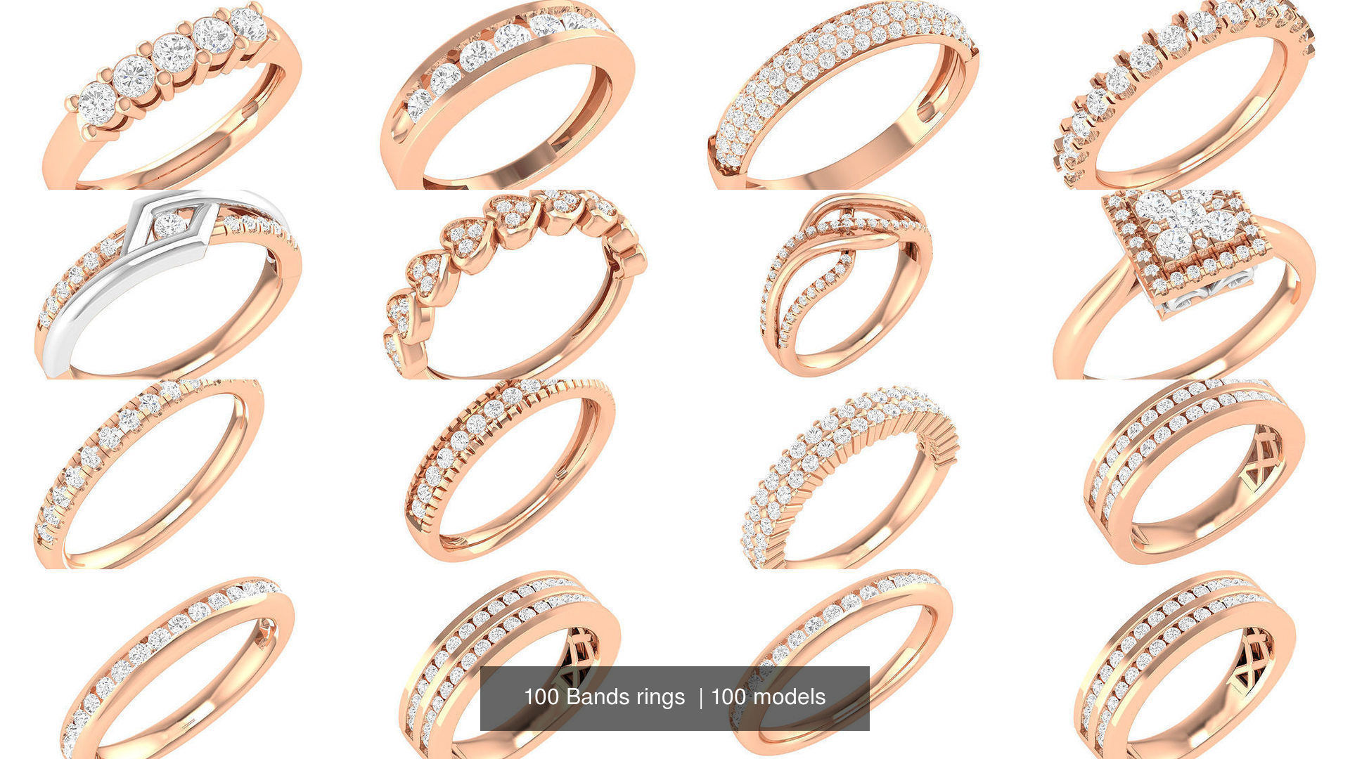 100 Bands rings  3D Model Collection_6