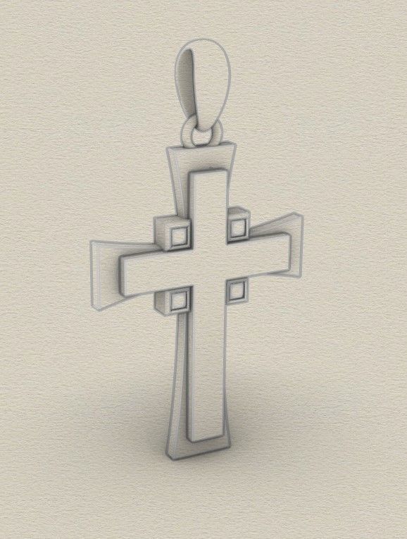 Model 341  Cross Pendant 3D print model_8