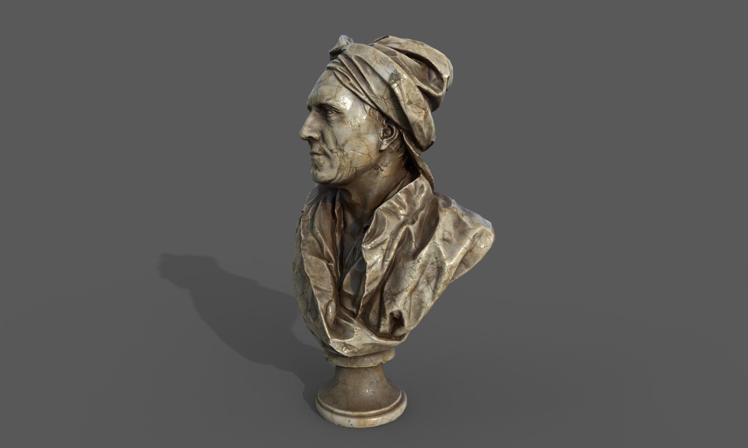 Bust of Nicolas Coustou  Low-poly 3D model_10