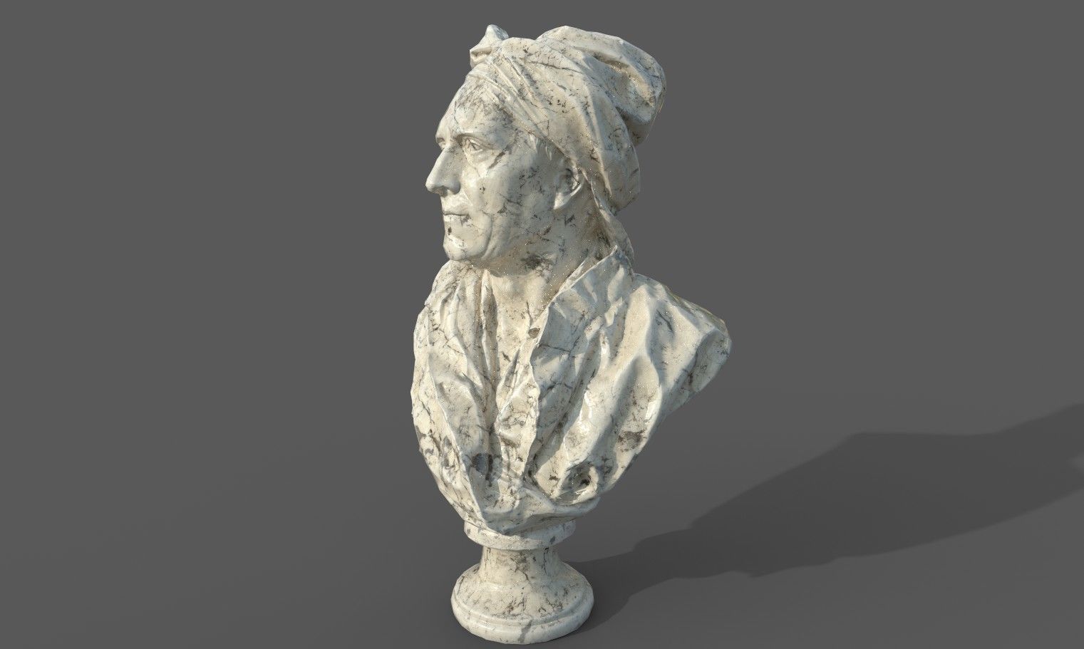 Bust of Nicolas Coustou  Low-poly 3D model_16