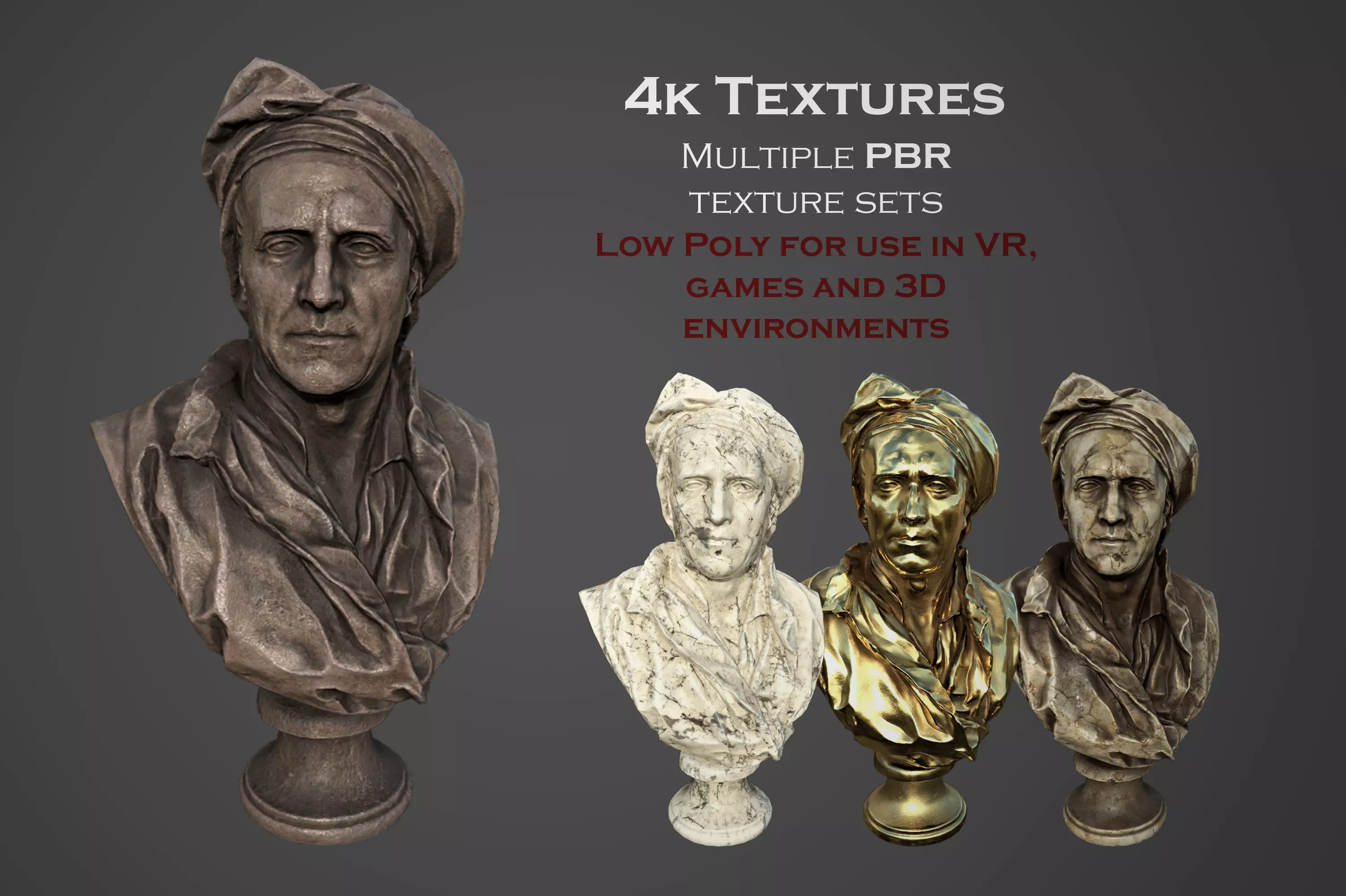 Bust of Nicolas Coustou  Low-poly 3D model_0