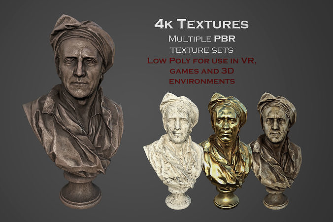 Bust of Nicolas Coustou  Low-poly 3D model