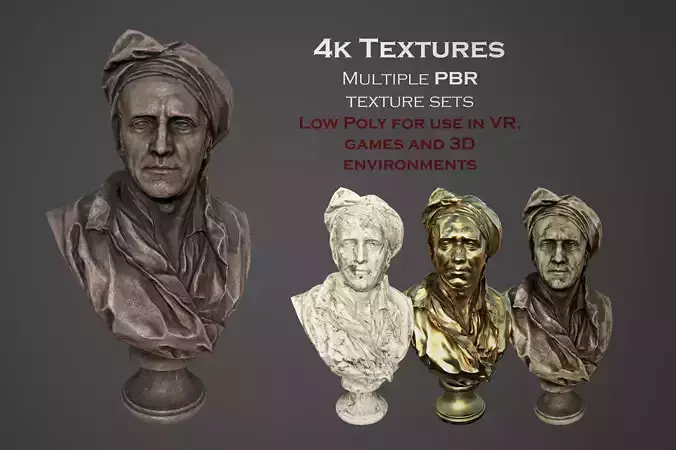 Bust of Nicolas Coustou  Low-poly 3D model