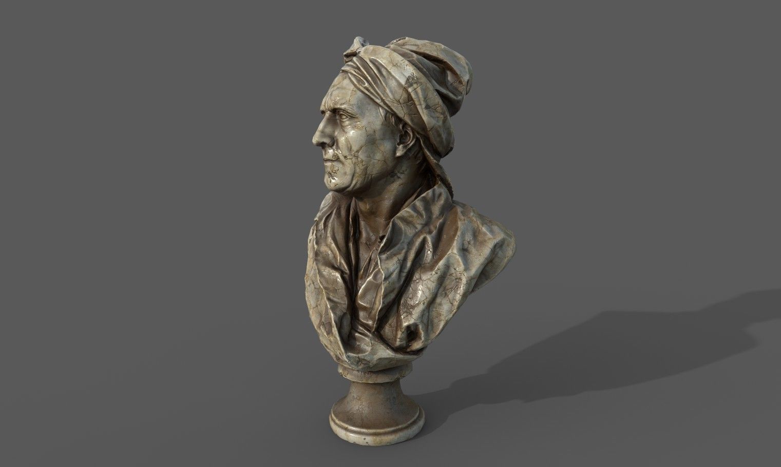 Bust of Nicolas Coustou  Low-poly 3D model_9