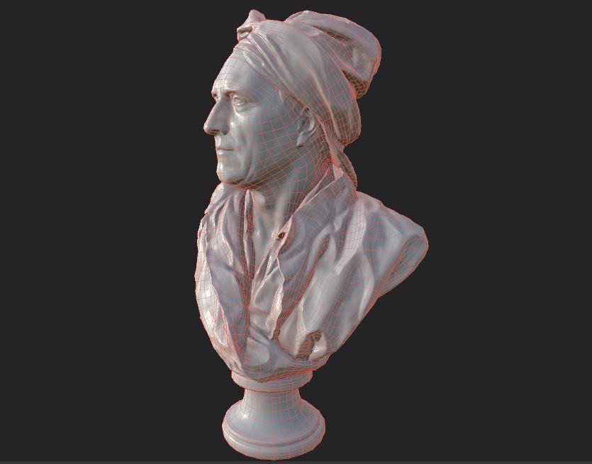 Bust of Nicolas Coustou  Low-poly 3D model_28