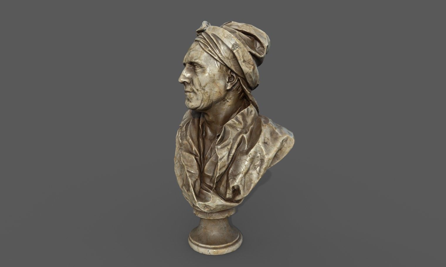 Bust of Nicolas Coustou  Low-poly 3D model_8