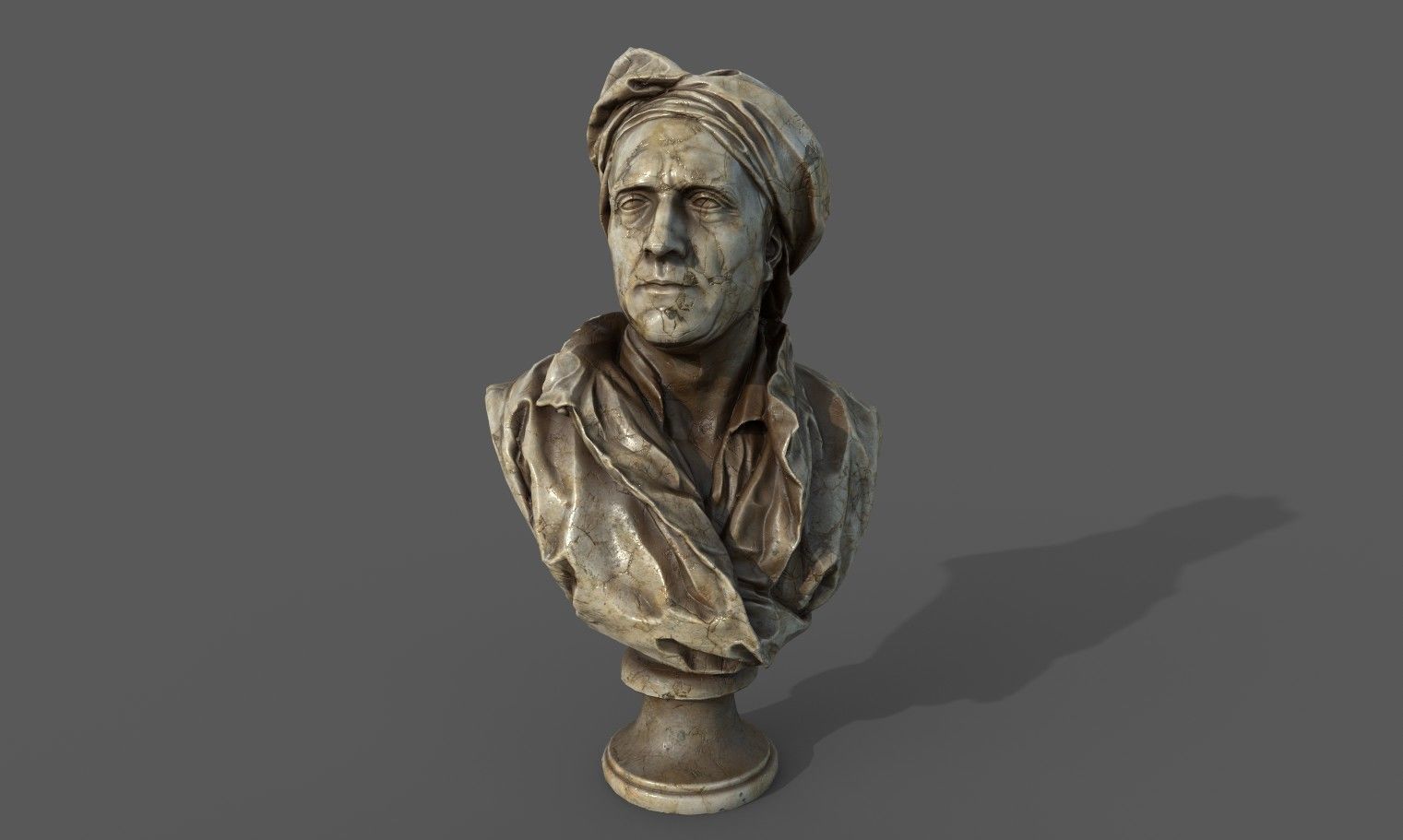 Bust of Nicolas Coustou  Low-poly 3D model_13